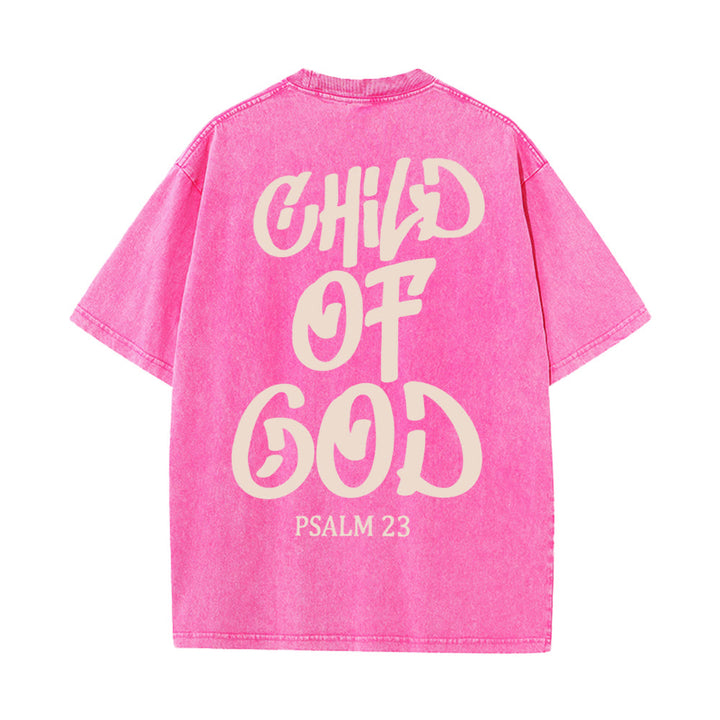 Christianartworkshop Chic Spiritual Child of God Psalm 23 Unisex Washed T-Shirt - image 24