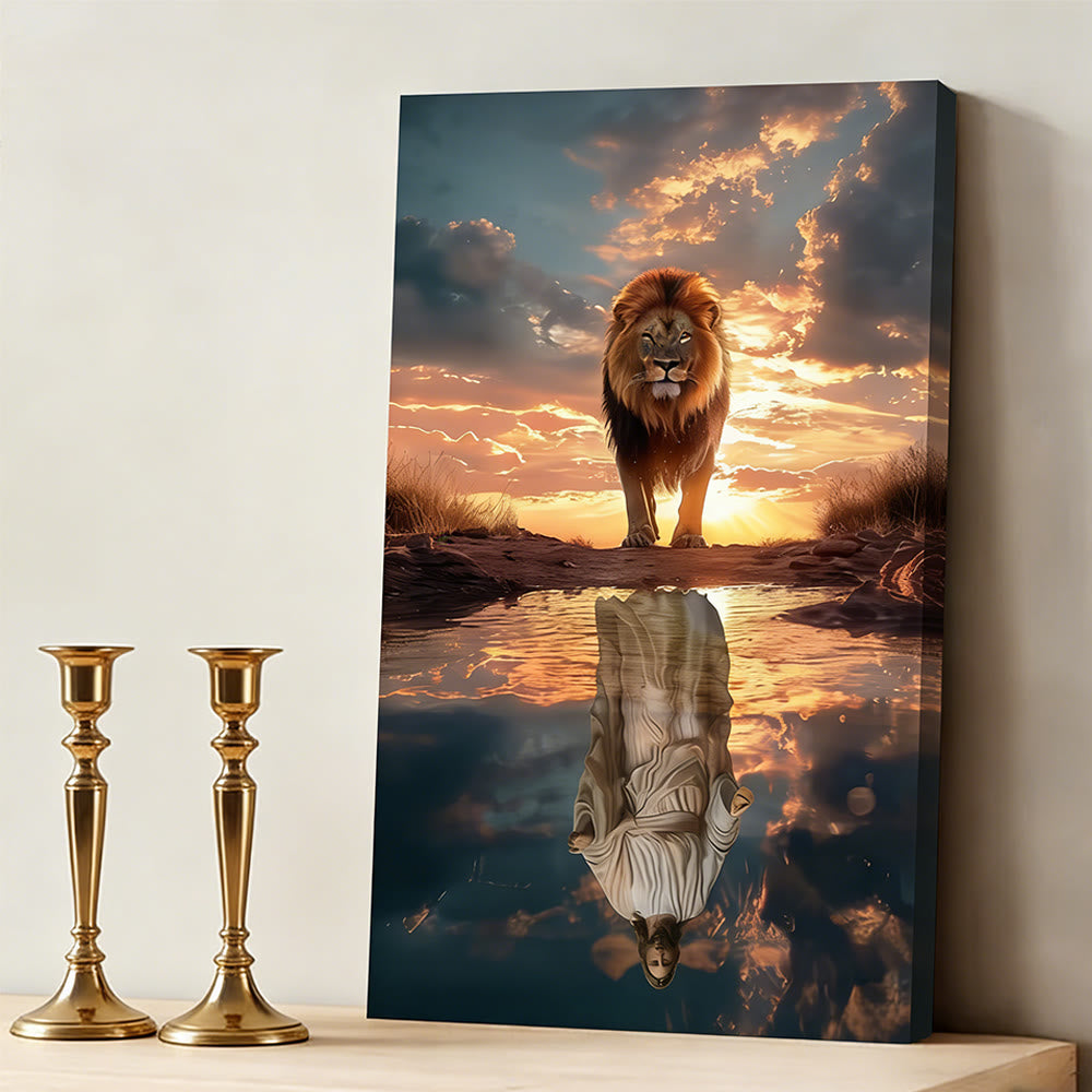 Christianartworkshop Lion & Reflection: Divine Majesty & Sacred Humility Wall Art Print - image 3