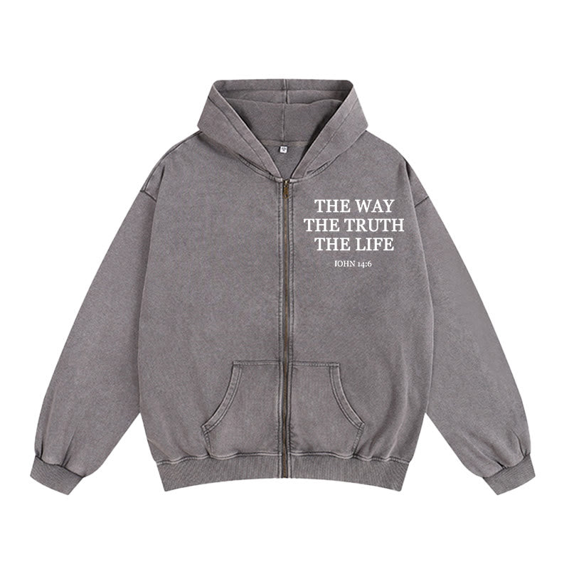 Christianartworkshop John 14:6 Hooded Jacket: Faithful Comfort for Church & Daily Life - Grey - 2XL - image 6