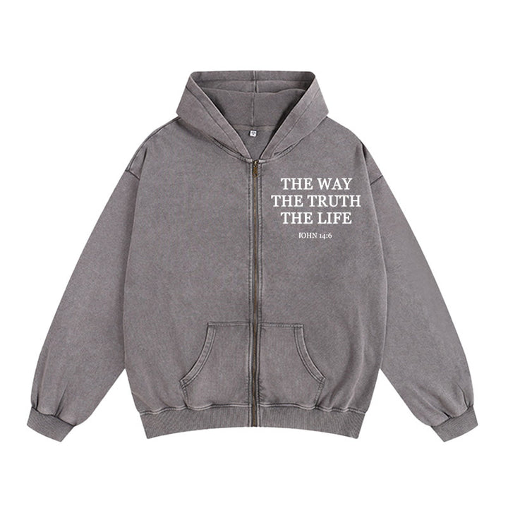 Christianartworkshop John 14:6 Hooded Jacket: Faithful Comfort for Church & Daily Life - Grey - 2XL - image 6