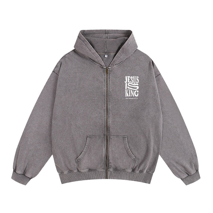 Christianartworkshop Jesus Is King Hooded Jacket: Philippians 2:10-11 Faith Statement - image 1