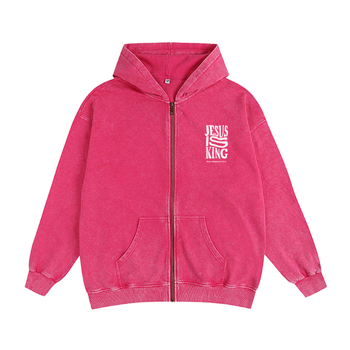 Christianartworkshop Jesus Is King Zip-Up Hooded Jacket: Philippians 2:10-11 Faith Statement - image 15