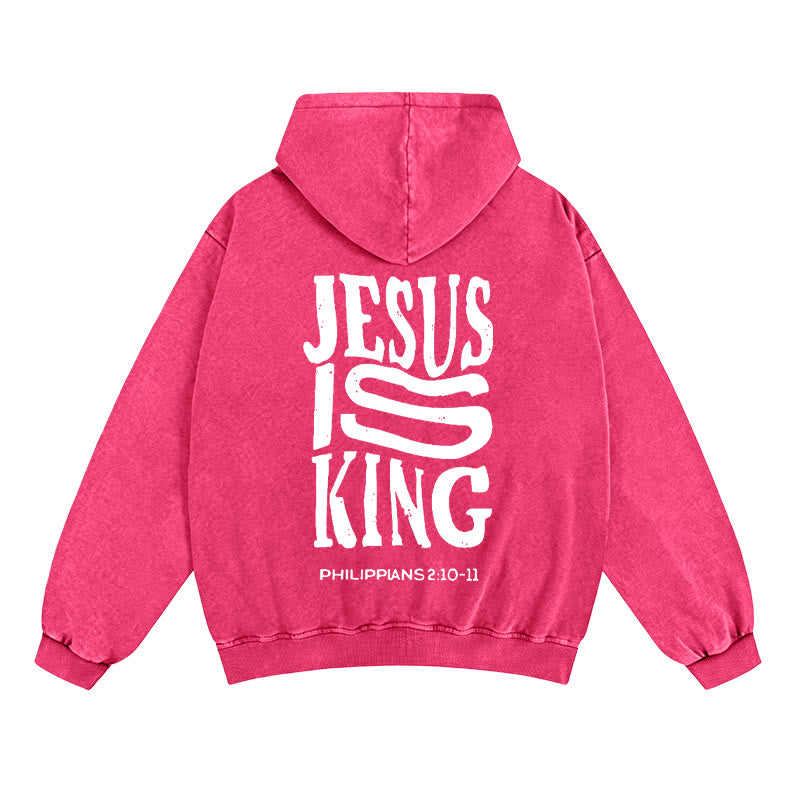 Christianartworkshop Jesus Is King Hooded Jacket: Philippians 2:10-11 Faith Statement - Rose - 2XL - image 15