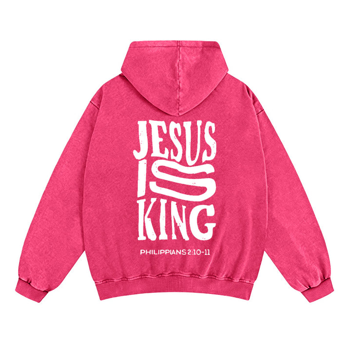 Christianartworkshop Jesus Is King Hooded Jacket: Philippians 2:10-11 Faith Statement - Rose - 2XL - image 15