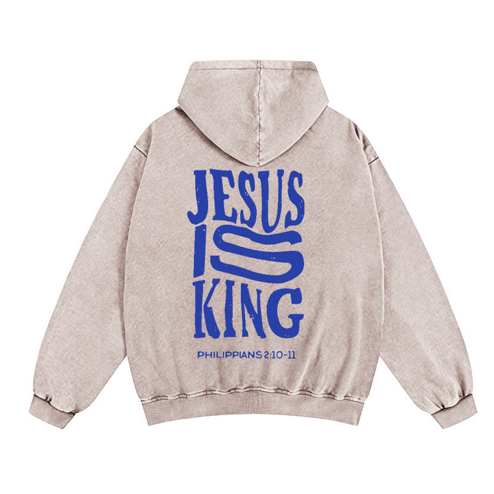 Christianartworkshop Jesus Is King Hooded Jacket: Philippians 2:10-11 Faith Statement - Apricot - 2XL - image 4