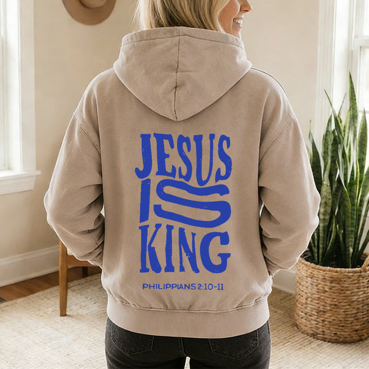 Christianartworkshop Jesus Is King Hooded Jacket: Philippians 2:10-11 Faith Statement - image 6