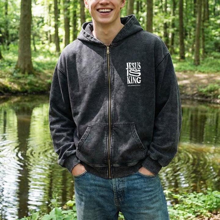 Christianartworkshop Jesus Is King Hooded Jacket: Philippians 2:10-11 Faith Statement - image 11