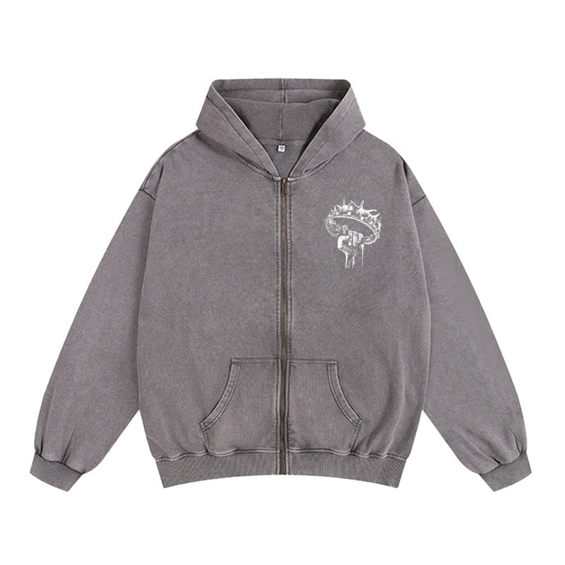 Christianartworkshop Jesus is King Hooded Jacket: Stylish Faith with Revelation 22:13 - image 6