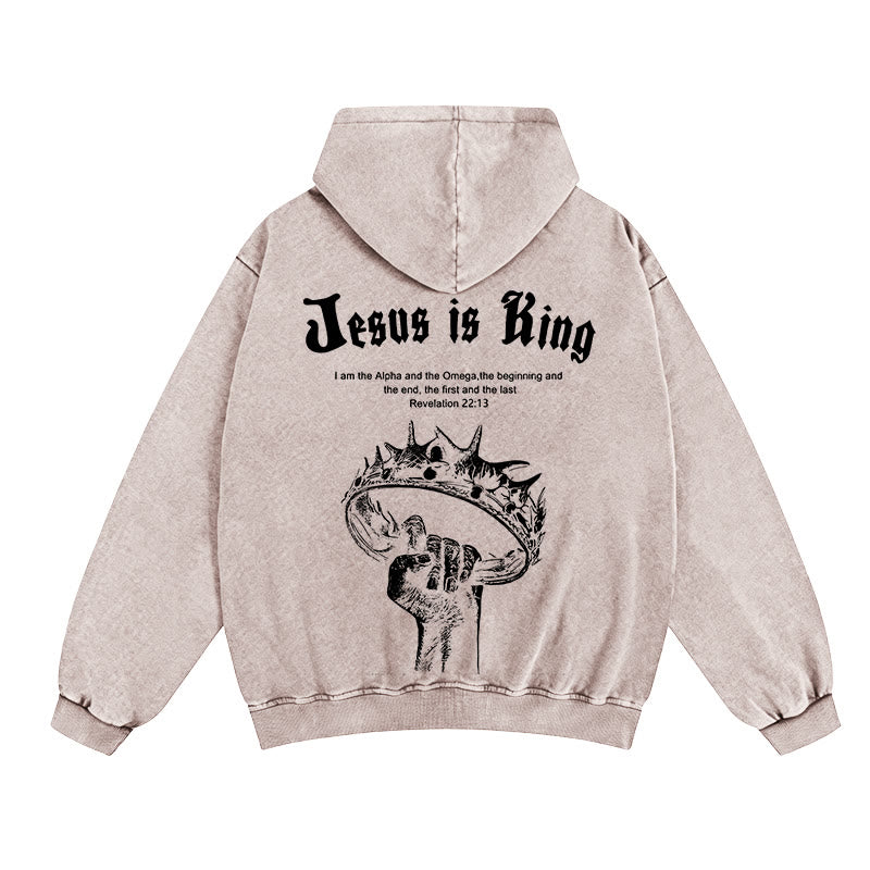 Christianartworkshop Jesus is King Hooded Jacket: Stylish Faith with Revelation 22:13 - Apricot - 2XL - image 0