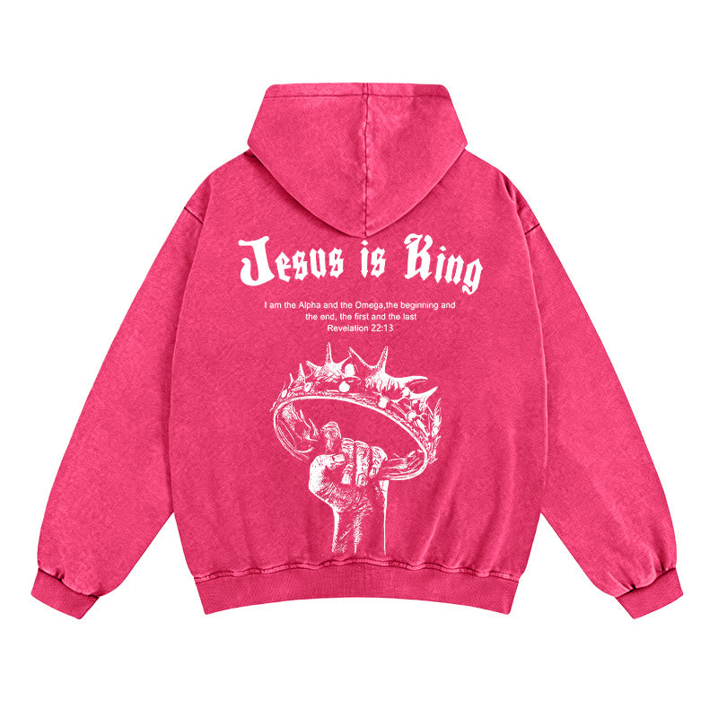 Christianartworkshop Jesus is King Hooded Jacket: Stylish Faith with Revelation 22:13 - Rose - 2XL - image 15