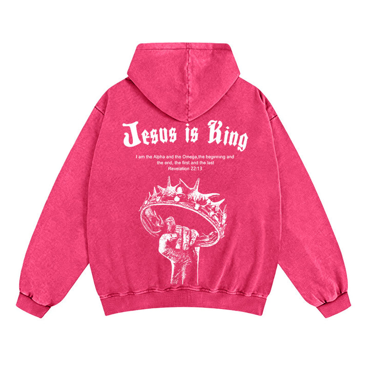 Christianartworkshop Jesus is King Hooded Jacket: Stylish Faith with Revelation 22:13 - Rose - 2XL - image 15