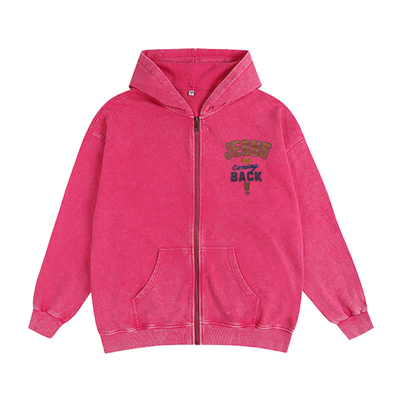 Christianartworkshop Jesus Is Coming Back Hooded Jacket: Faithful Hope for Daily Wear - Rose - 2XL - image 11