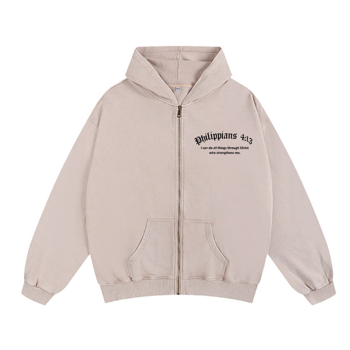 Christianartworkshop Philippians 4:13 Hooded Jacket: Faith Gift with Strength Message - image 6