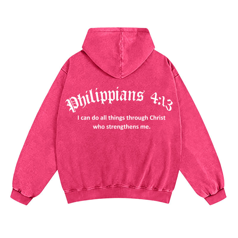 Christianartworkshop Philippians 4:13 Hooded Jacket: Faith Gift with Strength Message - Rose - 2XL - image 12