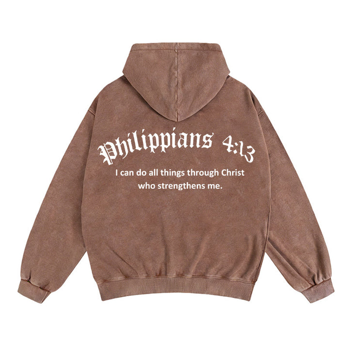 Christianartworkshop Philippians 4:13 Hooded Jacket: Faith Gift with Strength Message - Coffee - 2XL - image 15