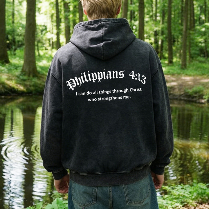Christianartworkshop Philippians 4:13 Hooded Jacket: Faith Gift with Strength Message - image 4