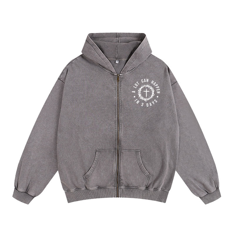Christianartworkshop 3 Days Miracle Hooded Jacket: Resurrection Faith for Daily Wear - Grey - 2XL - image 6