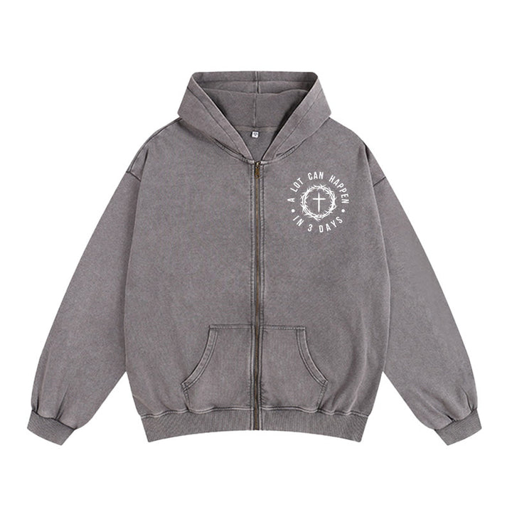 Christianartworkshop 3 Days Miracle Hooded Jacket: Resurrection Faith for Daily Wear - Grey - 2XL - image 6