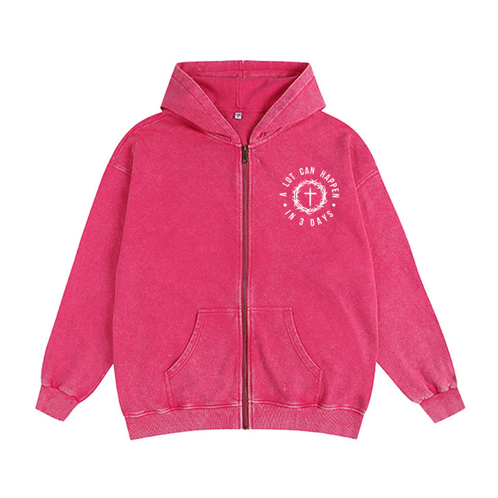 Christianartworkshop 3 Days Miracle Hooded Jacket: Resurrection Faith for Daily Wear - Rose - 2XL - image 8