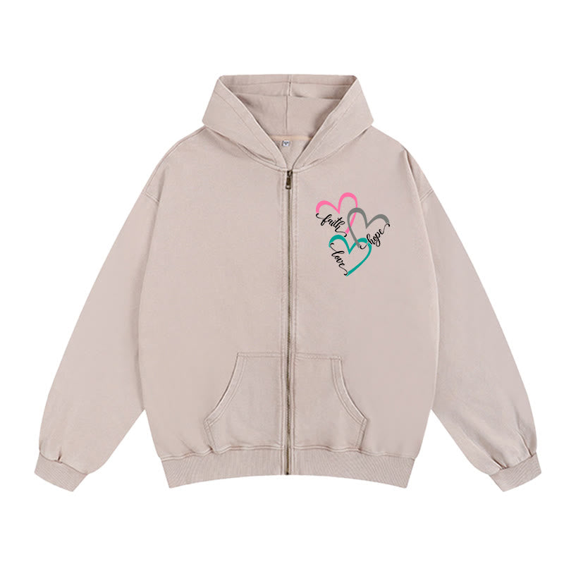 Christianartworkshop Triple Heart Faith-Inspired Hooded Jacket: Daily Wear for Devotion - Apricot - 2XL - image 4