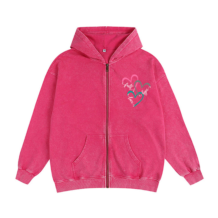 Christianartworkshop Triple Heart Faith-Inspired Hooded Jacket: Daily Wear for Devotion - Rose - 2XL - image 11