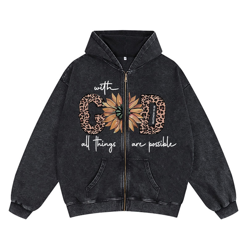 Christianartworkshop GOD-Inspired Sunflower Graphic Hooded Jacket: Daily Faith Reminder - Black - 2XL - image 4