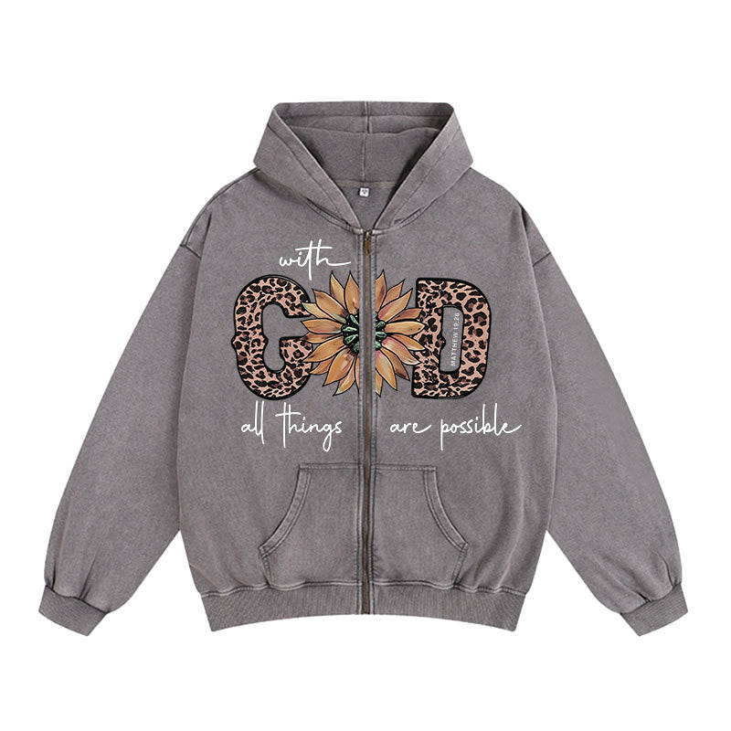 Christianartworkshop GOD-Inspired Sunflower Graphic Hooded Jacket: Daily Faith Reminder - Grey - 2XL - image 7