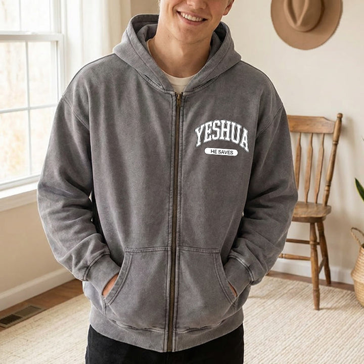 Christianartworkshop YESHUA He Saves Graphic Hooded Jacket: Blend of Faith & Casual Fashion - image 10