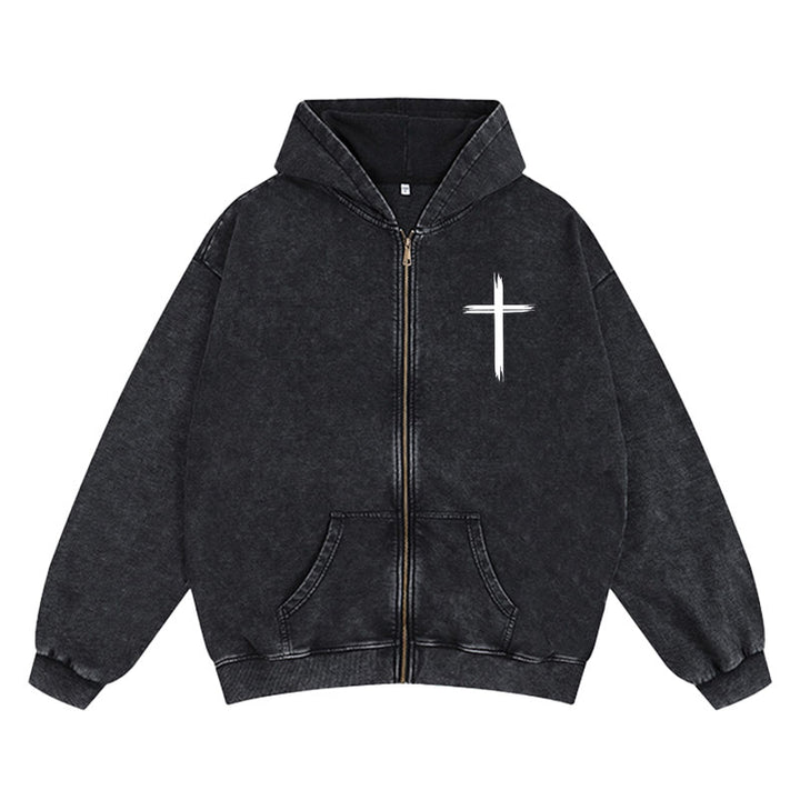 Christianartworkshop Dove & Cross Jesus Saves Zip-Up Hooded Jacket: Spiritual Comfort for Every Day - image 8