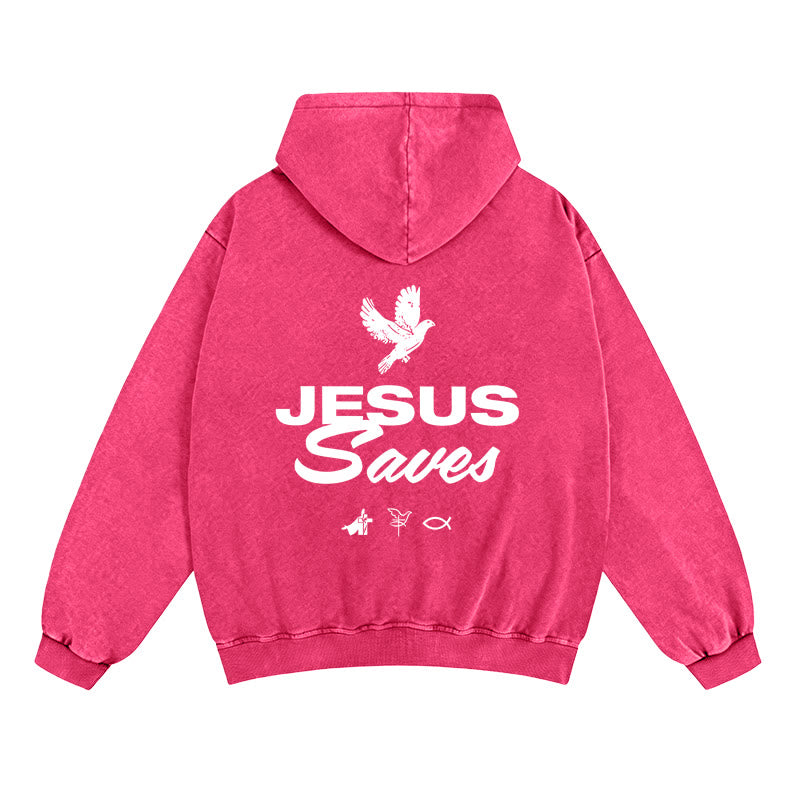 Christianartworkshop Dove & Cross Jesus Saves Hooded Jacket: Spiritual Comfort for Every Day - Rose - 2XL - image 15