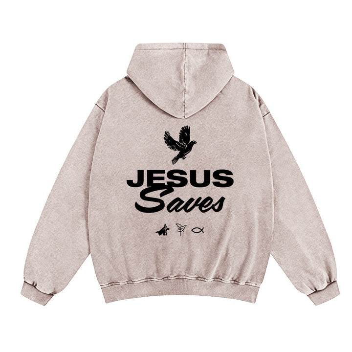 Christianartworkshop Dove & Cross Jesus Saves Hooded Jacket: Spiritual Comfort for Every Day - Apricot - 2XL - image 4
