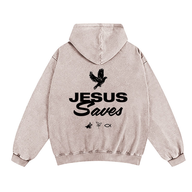 Christianartworkshop Dove & Cross Jesus Saves Zip-Up Hooded Jacket: Spiritual Comfort for Every Day - Apricot - 2XL - image 3