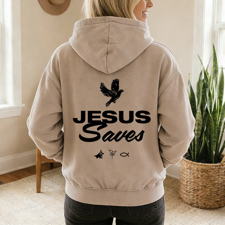 Christianartworkshop Dove & Cross Jesus Saves Hooded Jacket: Spiritual Comfort for Every Day - image 6