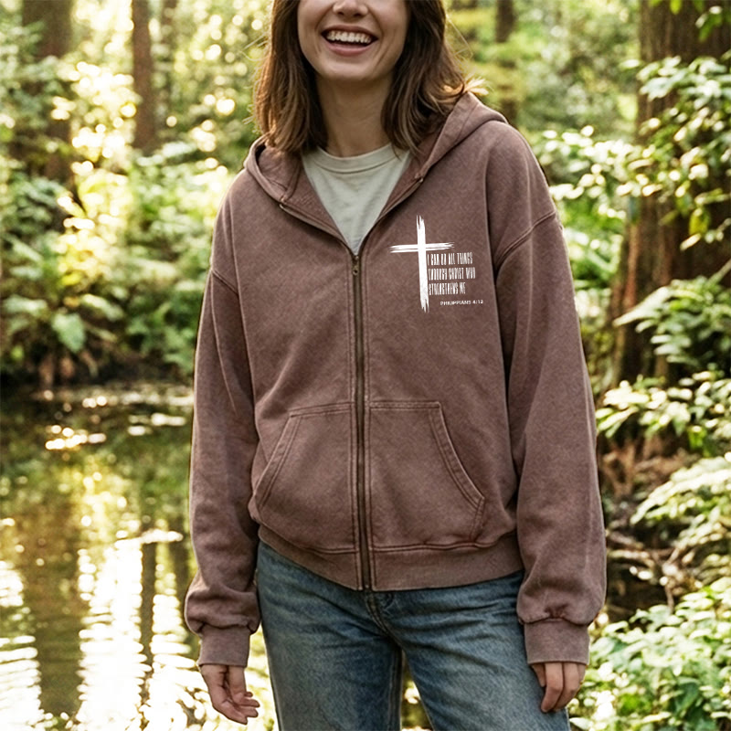 Christianartworkshop Philippians 4:13 Cross Hooded Jacket: Biblical Inspiration in Casual Wear - image 4