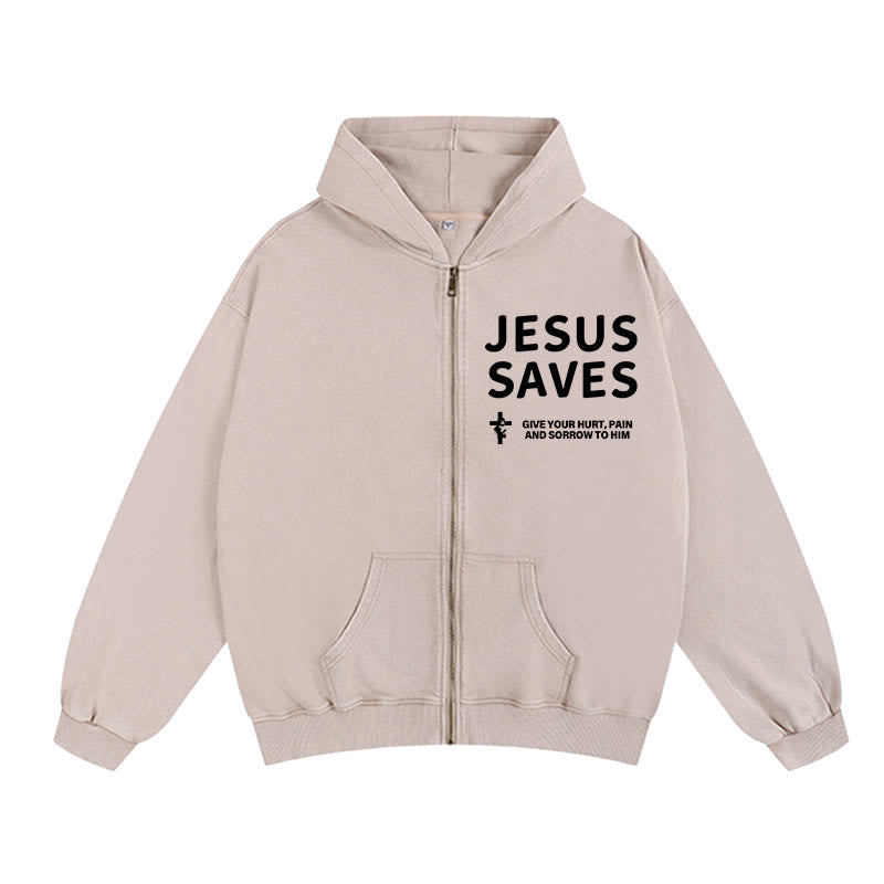 Christianartworkshop Jesus Saves Devotion Hooded Jacket: Express Faith in Daily Life with Ease - Apricot - 2XL - image 4