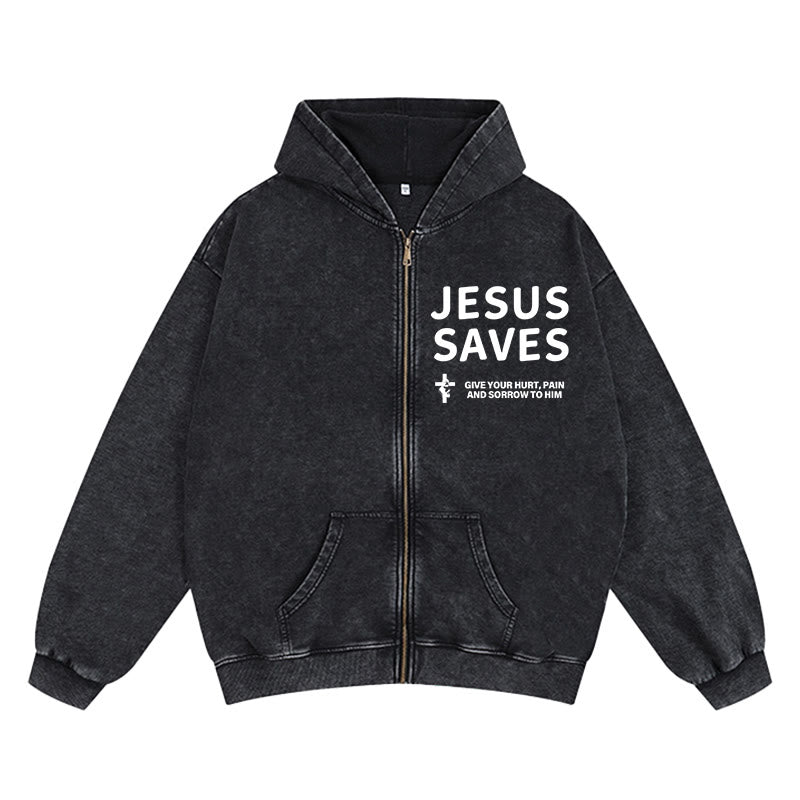 Jesus Rocks Jacket Christianartworkshop Jesus Saves Devotion Zip-Up Hooded Jacket: Expres ...