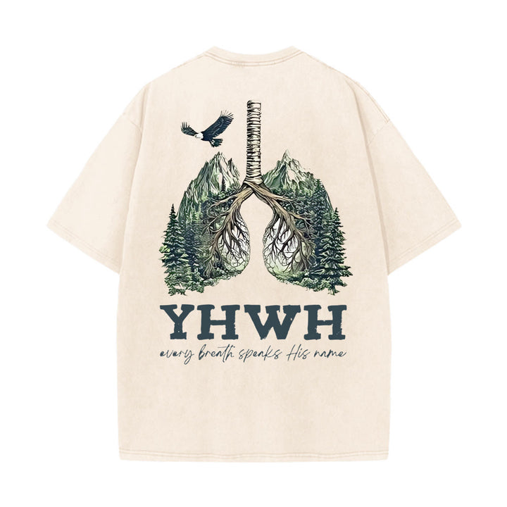 Christianartworkshop Every Breath Speaks His Name Unisex Washed T-shirt - Apricot - 5XL - image 9