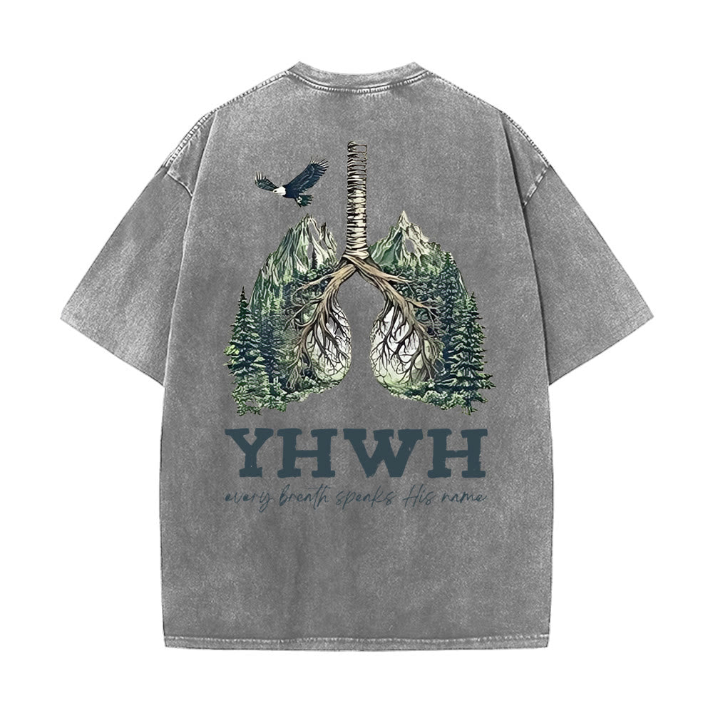 Christianartworkshop Every Breath Speaks His Name Unisex Washed T-shirt - Grey - 5XL - image 11