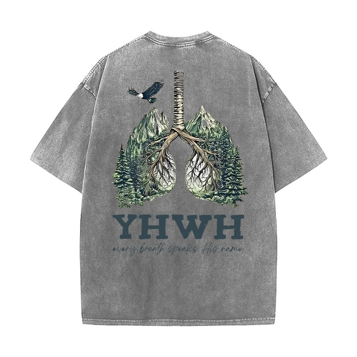 Christianartworkshop Every Breath Speaks His Name Unisex Washed T-shirt - Grey - 5XL - image 15
