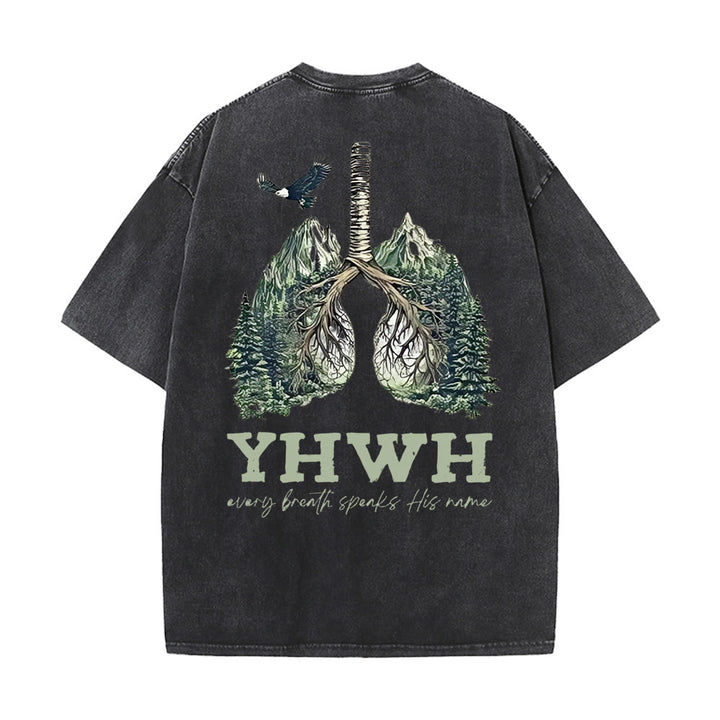 Christianartworkshop Every Breath Speaks His Name Unisex Washed T-shirt - Black - 5XL - image 18