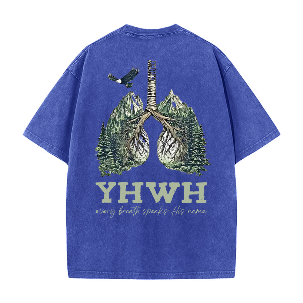 Christianartworkshop Every Breath Speaks His Name Unisex Washed T-shirt - Blue - 5XL - image 5