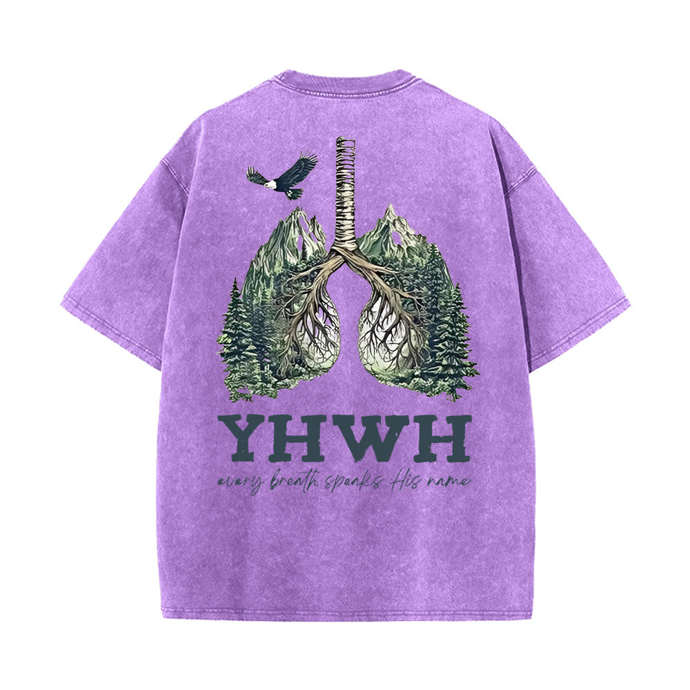 Christianartworkshop Every Breath Speaks His Name Unisex Washed T-shirt - Purple - 5XL - image 0