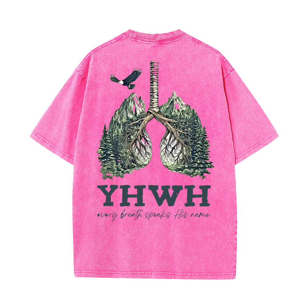 Christianartworkshop Every Breath Speaks His Name Unisex Washed T-shirt - Pink - 5XL - image 24