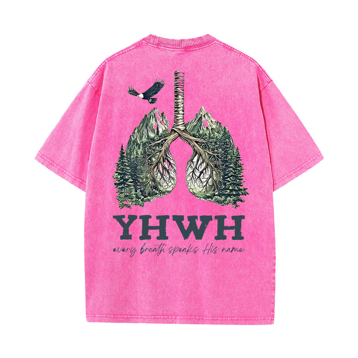 Christianartworkshop Every Breath Speaks His Name Unisex Washed T-shirt - Pink - 5XL - image 24