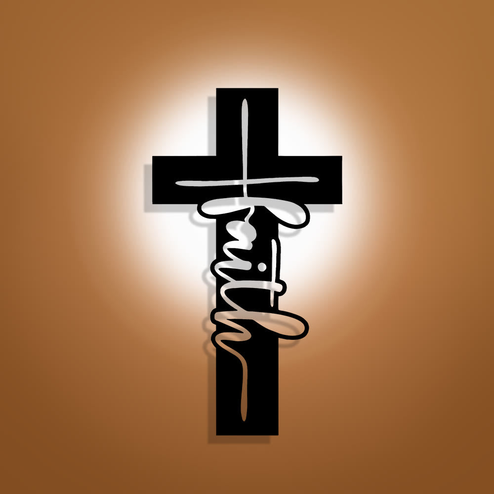 Christianartworkshop Stylish Typography  Faith Cross Metal Decor: Modern Typography Wall Art - image 2