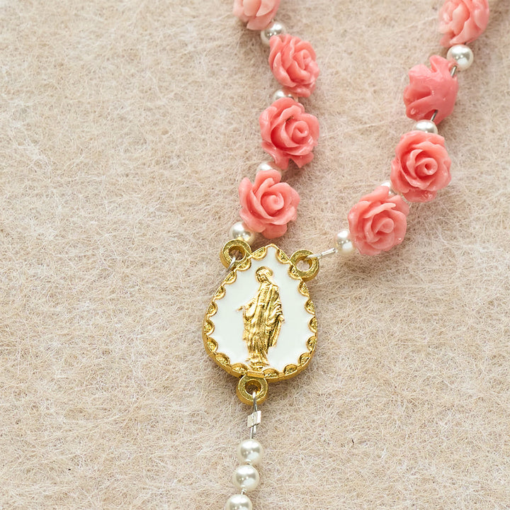 Christianartworkshop Soft Pink Camellia Rosary with Our Lady: Gentle Faith Accessory - image 5