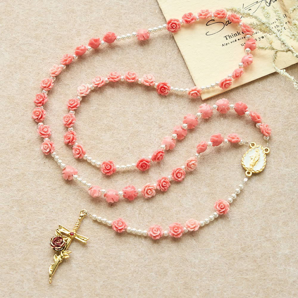 FREE Today: Soft Pink Camellia Rosary with Our Lady: Gentle Faith Accessory - image 1