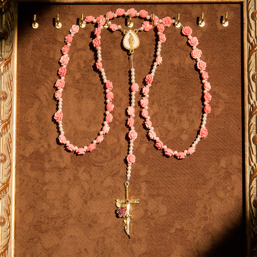Christianartworkshop Soft Pink Camellia Rosary with Our Lady: Gentle Faith Accessory - image 7