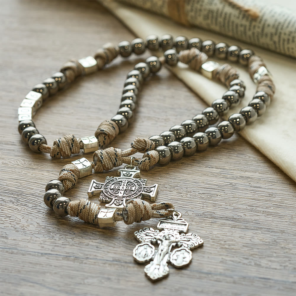 Christianartworkshop 2026 New Year Paracord Rugged Rosary with St. Benedict Guardian Faith - image 8