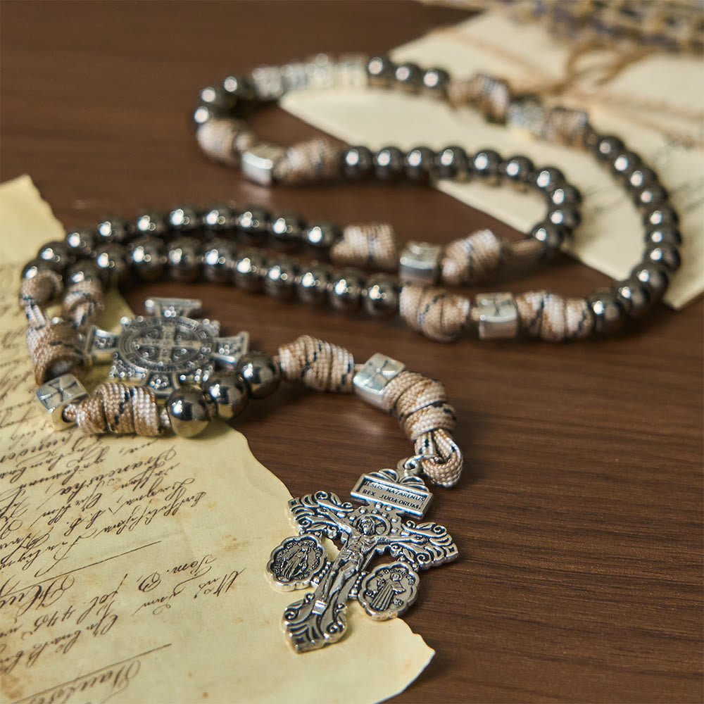 Christianartworkshop 2026 New Year Paracord Rugged Rosary with St. Benedict Guardian Faith - image 6
